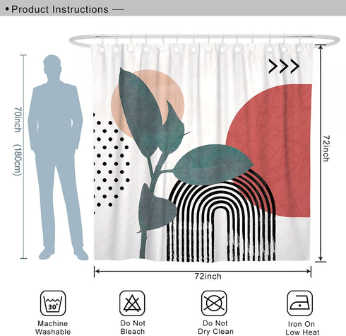 DESIHOM Modern Abstract Shower Curtain Minimalist Mid Century Shower Curtain Aesthetic Shower Curtain Contemporary Art Bathroom Shower Curtains Polyester 72x72 Inch