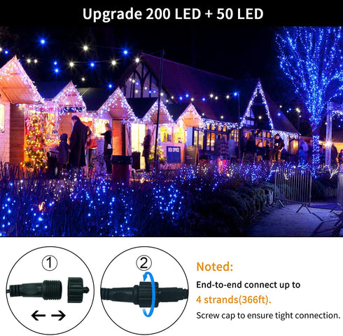 JMEXSUSS 250 LED Christmas String Lights, 91.5ft Extendable Green Wire Christmas Lights Led Outdoor Waterproof, 8 Modes Blue Christmas Tree Lights Indoor for Party Garden Patio Christmas Decoration