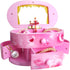 Qulable Musical Jewelry Box,Girl's Musical Jewelry Storage Box with Drawer and Dancing Ballerina Makeup Mirror Music Box Jewelry Storage Music Box for Kids Children (Pink)