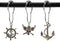Aimoye Nautical Shower Curtain Hooks Rings - Pirate Skull, Anchor, Rudder Decorative Bathroom Accessories Set, Silver Metal Window Curtain Hangers, Tropical Ocean, Beach, Sea Theme Bathroom Decor