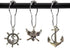 Aimoye Nautical Shower Curtain Hooks Rings - Pirate Skull, Anchor, Rudder Decorative Bathroom Accessories Set, Silver Metal Window Curtain Hangers, Tropical Ocean, Beach, Sea Theme Bathroom Decor