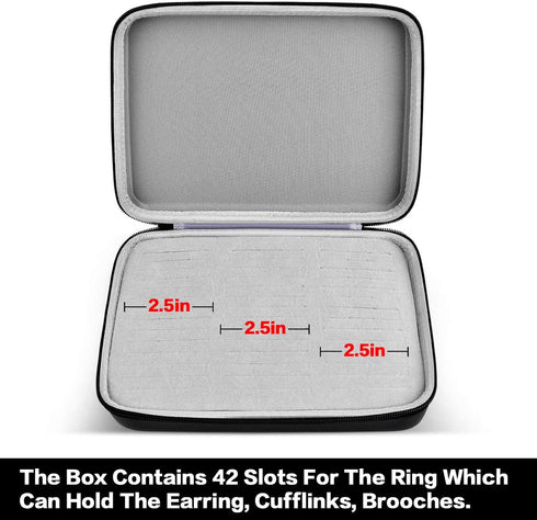 GWCASE Ring Organizer Storage Case - Jewelry Ring Display Collector Box with 42 Slots. Rings Tray Holder Showcase Fits for 50+ Rings, Earrings, Brooches and Cufflinks (Box Only)