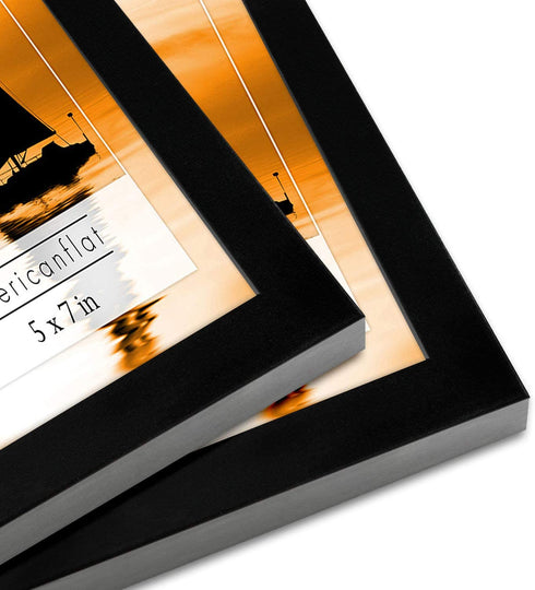Americanflat 6 Piece 5x7 Gallery Wall Picture Frame Set in Black with Polished Glass - Hanging Hardware and Easel Stand Included!