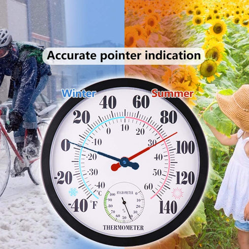 LUCKUP 10" Large Outdoor Thermometer for Patio/Home Outside Wall Decorative Hygrometer Weather Temperature Monitor No Battery Needed with Large Numbers to Read