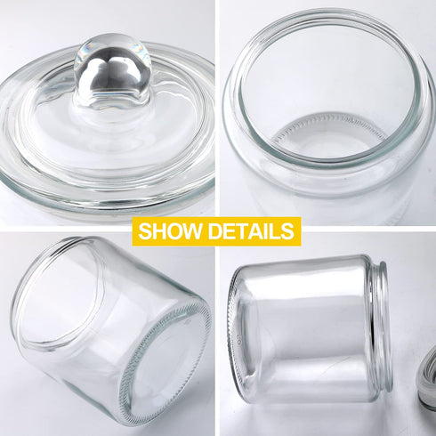 Glass Storage Jar with Lids,35-OZ Clear Food Storage Containers- Airtight Food Jars for Flour, Snacks,Cookies, Candy(Set of 2)