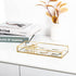 Feyarl Gold Clear Glass Vanity Tray Jewelry Trinket Rings Earrings Organizer Perfume Collection Display Decorative Tray Anti-Mirror Surface for Dressr Room Drawer Office Tabletop (9.84Inch)