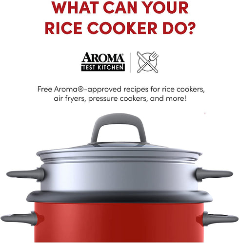 Aroma Housewares ARC-743-1NGR 6-Cup (Cooked) (3-Cup UNCOOKED) Pot Style Rice Cooker and Food Steamer,Red