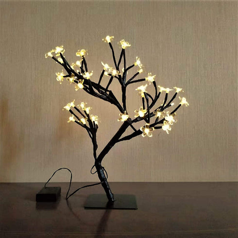 Bonsai Tree Light Artificial Tree Led Flower Cherry Blossom Light Adjustable Branches Battery Operated for Room Decoration and Gift (Warm White)