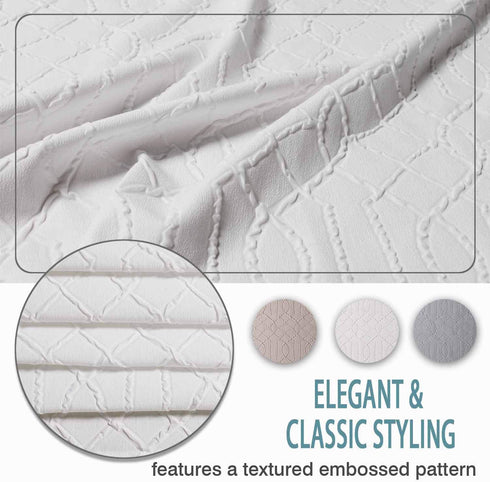 OWENIE White Shower Curtain for Bathroom, 3D Embossed Geometric Polyester Fabric, Innovative Design, 72 x 72 Inch