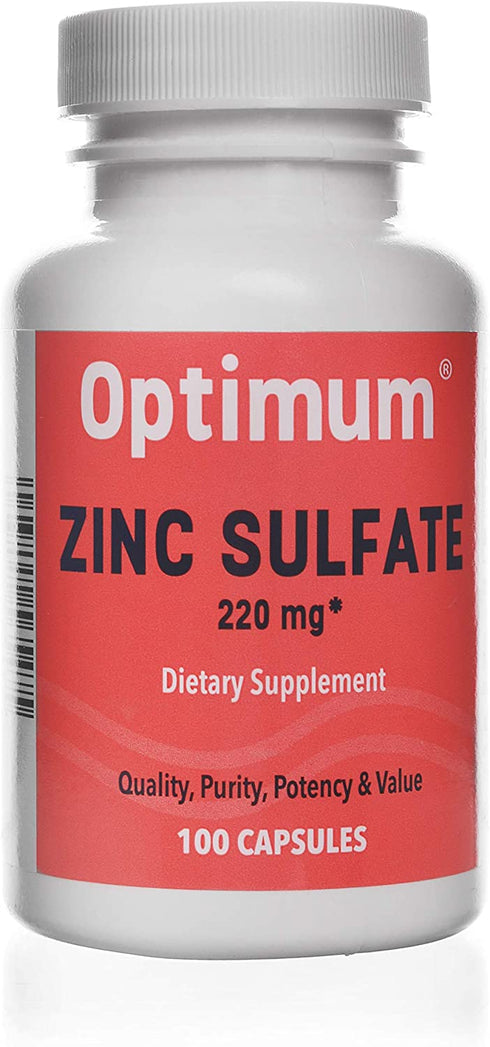 Zinc Sulfate 220 mg 100 Count Capsules | Dietary Supplement