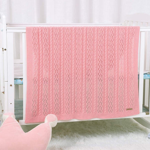 LAWKUL Neutral Baby Blankets 100 Cotton Breathable Baby Girl Receiving Blankets Swaddle Crochet Baby Blanket Newborn Gender Neutral Pink Knitted Baby Blankets Size 40x30 Inches