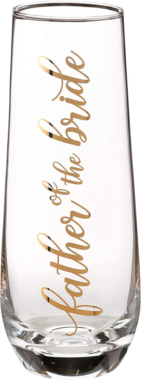 Lillian Rose Father of Bride Stemless Champagne Wedding Toasting Glass, 1 Count (Pack of 1), Clear