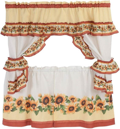 Achim Home Furnishings Black Eyed Susan Window Curtain Cottage Set, 57 inch x 24 inch, Spice, 57 x 24