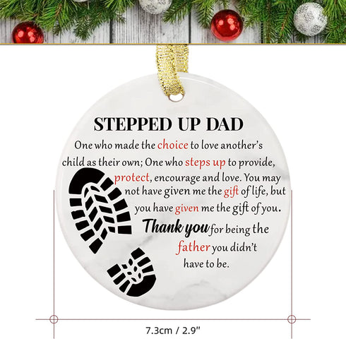 Moblade Christmas Ornaments for Step Dad, Stepped Up Dad Christmas Ornaments, Gifts for Stepdad from Daughter or Son