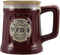 Burton & Burton, Fireman Porcelain Coffee Mug/Cup Burgundy Stein Shape with Fire Department Crest, 15 Oz