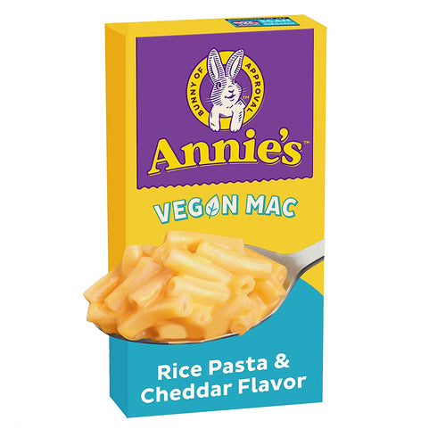 Annie’s Vegan Mac Rice Pasta and Cheddar Flavor Dinner with Organic Gluten Free Pasta, Vegan Alternative to Kids Macaroni and Cheese Dinner, 6 OZ