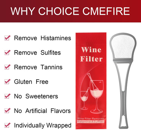 CMEFIRE Wand Wine Filter,Removes Tannin Histamines and Sulfites, Reduces Wine Allergies & Eliminates Headaches Nausea,Purify the wine without Affecting the Taste and Purity (8 Pack, Silver)