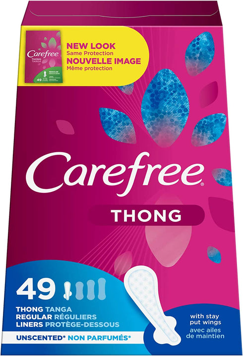 Carefree Thong Regular Liner (Pack of 1) Unscented 49 Count