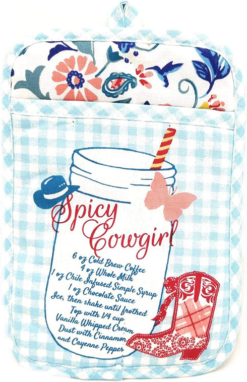 The Pioneer Woman Spicy Cowgirl Kitchen Towel Set-3 Pieces Including Oven Mitt, Pot Holder, Kitchen Towel Gift Set for Her