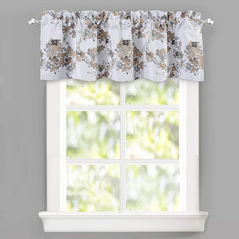 DriftAway Watercolor Floral Botanical Lined Thermal Insulated Window Curtain Valance Rod Pocket 52 Inch by 14 Inch Plus 2 Inch Header Beige 1 Pack