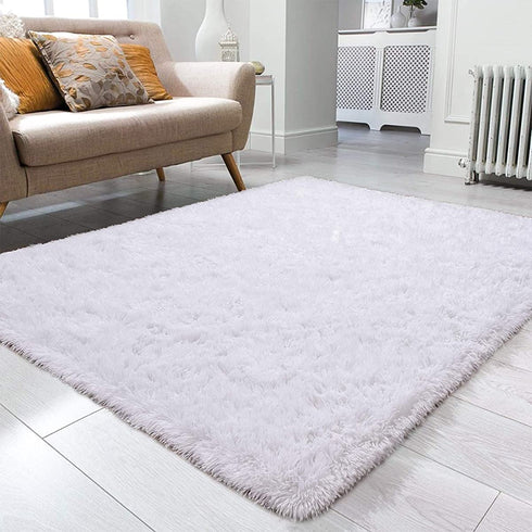 Ompaa Fluffy Area Rugs, Super Soft Shaggy Rug Fuzzy Long Fur Carpets for Bedroom Living Room Decor, 3 x 5 Feet White