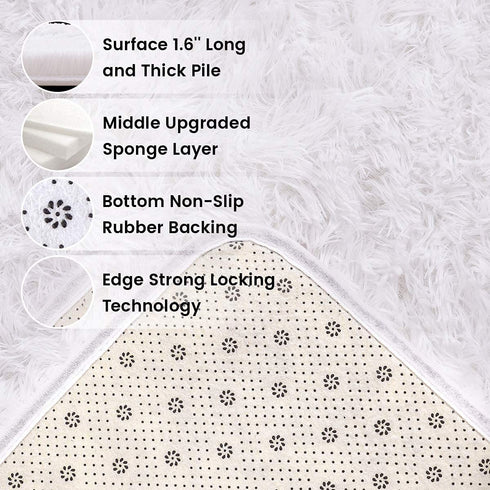 Ompaa Fluffy Area Rugs, Super Soft Shaggy Rug Fuzzy Long Fur Carpets for Bedroom Living Room Decor, 3 x 5 Feet White