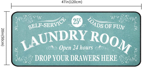 Laundry Room Rug Runner Non Slip Laundry Mats Mudroom laundromat Runner Farmhouse Kitchen Floor Mat Bathroom Laundry Room Decor Accessories( 20 X 47 inch, Teal )
