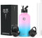 64 OZ Insulated Water Bottle with Straw & 3 Lids, Yoehka Vacuum Stainless Steel Thermos Mug, Double Wall Sweat-proof Sports Water Bottle to Keep Water Hot/Cold, with Cleaning Brush (Fantasy)