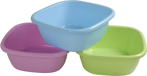 Cand Plastic Square Wash Basin, 12 Quart Dish Tubs, 3-Pack