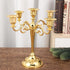 YOUEON Gold 5 Arms Candelabra, 10.4 Inch Metal Tall Candelabra Candle Holder Candlestick Holder for 1 Inch Diameter Pillar Candles, Taper Candle Holder, Candelabra Decoration, Wedding