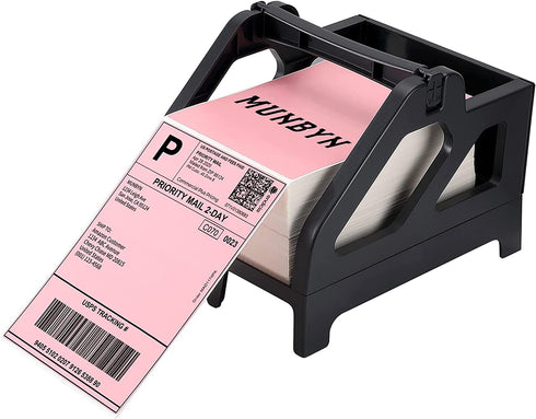 MUNBYN Label Holder for Rolls and Fan-Fold Labels, Shipping Label Roll Holder for Desktop Label Printer Shipping Supplies
