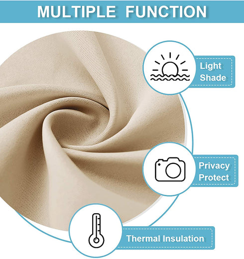 RYB HOME Door Curtains Blackout - Self Stick Tie Up Shades Tricia Door Window Curtain Blinds Light Block Insulating Sidelight Curtains, W 26 x L 69 inches, 1 Panel, Biscotti Beige