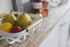 Yamazaki Home Kitchen Decorative Metal Holder Bowl | Steel + Wood | Fruit Basket, One Size, White