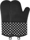 OVAWA Silicone Oven Mitts, Extra Long Kitchen Oven Gloves, Professional Heat Resistant Baking Gloves, 1 Pair, Black