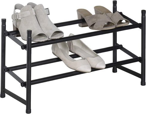Richards Homewares Stackable Telescoping Shoe Rack, 2-Tier Holds Upto 20-Pair, Matte Black