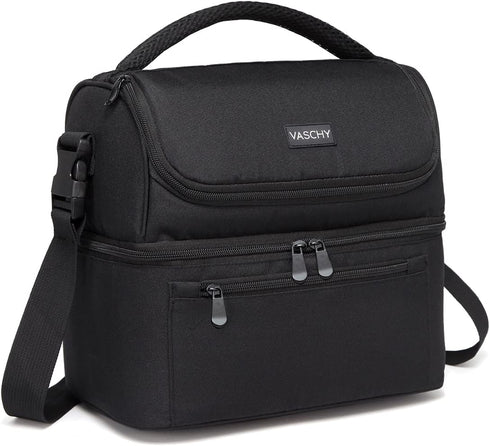 Lunch Bag,VASCHY Insulated Lunch Box Leak-proof Cooler Bag in Dual Compartment Lunch Tote for Men,Women,14 Cans