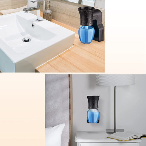 2 Pieces Wall Plug-in Diffuser Fragrance Plug with 4 Pieces Empty Bottles for Spreading Essential Oils Home Bathroom (Black)