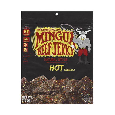 Mingua Hot Beef Jerky with Red Peppers - Nitrite-Free Spicy Beef Jerky - 100% US Beef (7 Ounces)