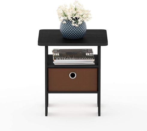 Furinno Andrey End Table / Side Table / Night Stand / Bedside Table with Bin Drawer, Americano/Medium Brown