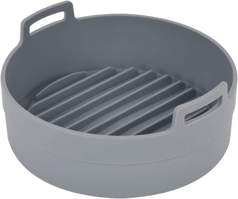 JNE Reusable Heat Resistant Food Safe Silicone Bowl/Pot for Air Fryer and Microwave (GRAY - 7.5inch in diameter)