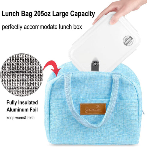 Bento Box with Lunch Bag, NatraProw 3 Compartments Adult Bento Box with Utensils, 1600ML Large Bento Boxes, BPA Free Ideal Portion Sizes Lunch Box Containers, Microwave Safe Bento Box - Blue Large