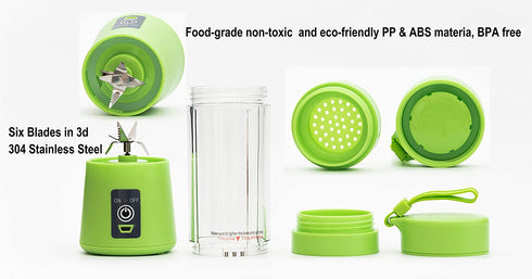 Portable Blender,Personal Size Blender Juicer Cup,Smoothies and Shakes Blender,Handheld Fruit Machine,Ice Blender Mixer Home (green)