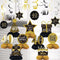 40th Birthday Decorations, 17 Pieces 40th Birthday Honeycomb Table Centerpieces and Hanging Swirl Happy 40th Birthday Party Decorations Cheer 40 Years Table Toppers for Men and Women