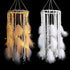 Alynsehom Feather Dream Catcher with LED Lights Silver Bells Large Boho Light up Dreamcatcher Baby Kids Bedroom Wall Hanging Decoration Wedding Party Ornament Gift Nursery Decor (White Feather)