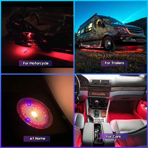 PryEU 8'' Red Car Interior Led Strip Light 12V for Motorcycle RV Truck Automotive Marine Boat Inside, IP65 Waterproof, Pack of 8