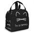 Black cat Lunch Bag Insulated Lunch Box with Front Pocket Reusable Tote Bag For Office Work Picnic Travel Shopping