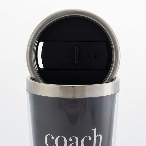 Elanze Designs Coach Definition Black 16 Ounce Stainless Steel Travel Mug with Lid