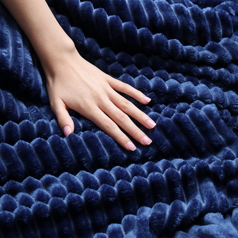 Nestl Throw Blanket for Couch - Cozy Fleece Blanket Throw, Warm Fuzzy Blankets and Throws for Sofa, Fleece Throw Blankets, Navy Soft Blanket, Lightweight Cut Plush Blanket 50x60 inches
