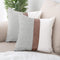 HOMFINE Farmhouse Throw Pillow Covers 18 x 18 - Decorative Accent Pillow Cover Set of 2 , Modern Decor Stripe Faux Leather Patchwork Square Cushion Pillow Case for Couch Sofa, Grey