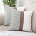 HOMFINE Farmhouse Throw Pillow Covers 18 x 18 - Decorative Accent Pillow Cover Set of 2 , Modern Decor Stripe Faux Leather Patchwork Square Cushion Pillow Case for Couch Sofa, Grey
